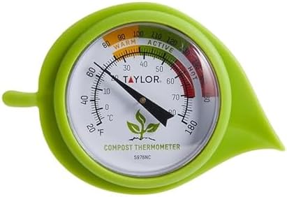Taylor Termómetro de compost con protector decorativo de hojas pa...