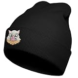 Koesnbre Demon Slayer Embroidered Pig Beanie Hats for Men and Women, Winter Black Knit Hat Funny Anime Gift