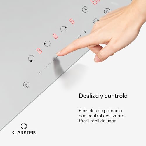 KLARSTEIN Delicatessa Piastra Induzione - 3 Zone Fornello Induzione da Incasso, 6600W con Booster, Controllo Touch a Scorrimento, Timer e Blocco Bambini, Vetroceramica Bianco, Design Compatto 45cm - 4