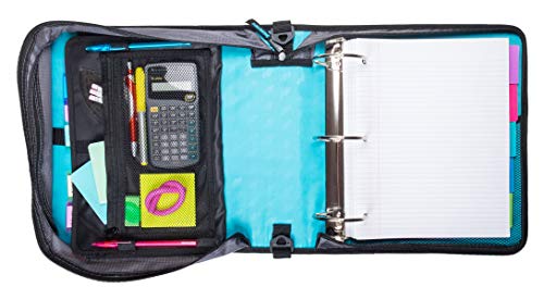Case-It T641P Zipper Binder, 3-Inch Capacity, with 5-Tab Expanding File, Zip Mesh Pocket, Shoulder Strap, Midnight Floral Purple - Thumbnail 2
