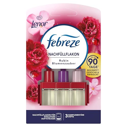 Febreze 3Volution Lufterfrischer-Starterset Mit Cleverer Programmierung Rubin Blumenzauber 20ml, 3 Sich Abwechselnde Düfte Bekämpfen Gerüche