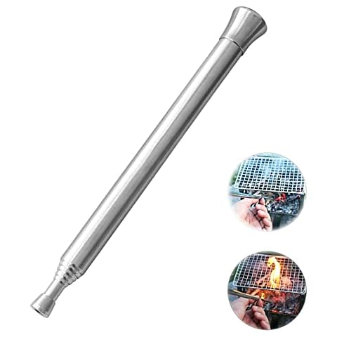 Jiakalamo Blow Fire Tube, Campfire Blower Pipe Stainless Steel Retractable Pocket Blow Pipe Outdoor Camping Picnic Blow Fire Supplies Tool Accessories(Elongation: 62.5x1.6 cm) Cover