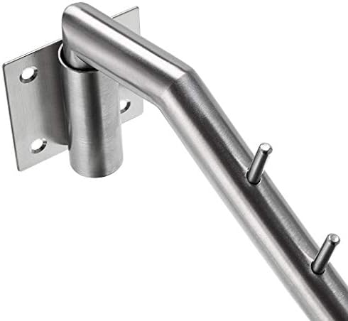 BTSKY 2 Sets Wall-Mounted SUS304 Stainless Steel Swing Arm Holder Clothes Coat Hanger with 6 Hooks Coat Rack Closet Storage Organizer Brushed Finish