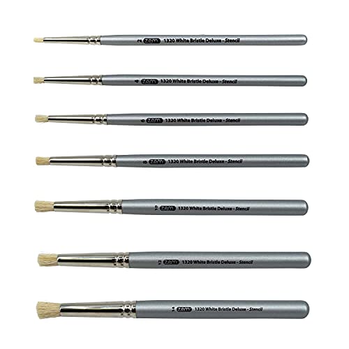 Zem Brush Mfg Deluxe Stencil Artist Paint Brush Set 7 Pcs Sizes 2 4 6 8 10 12 14 #TOP1