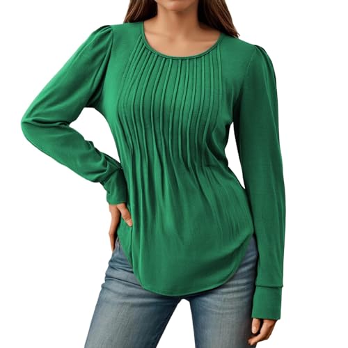 Chemisier grande taille manches longues col rond à volants vêtement femme tendance