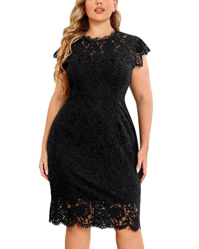 Miusol Women's Retro Lace Sleeveless Plus Size Formal Evening Prom Dress