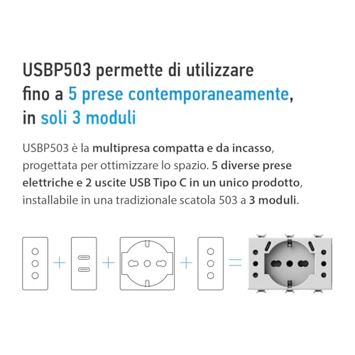 Bticino P503 prise blanche pour boîtier 3 modules encastré - 7