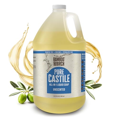 Pure Castile Soap Liquid Organic, Certified Palm Oil Free Natural Soap, Unscented, 64 oz