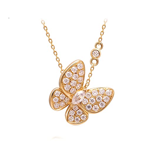 Collier papillon moissanite en or blanc anti-ternissement pour femme