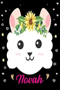 Novah : Personalized Llama Journal with Pink Name- Alpaca Writing Journal Lined,Notebook for Men and Women