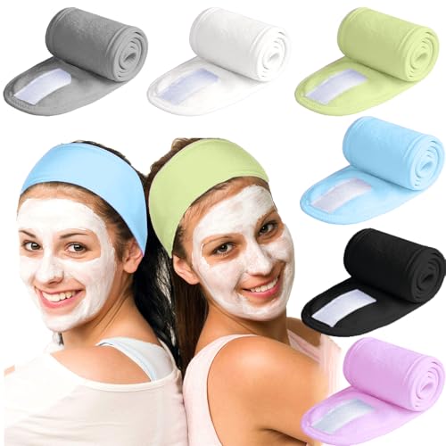 La Mejor Lista de Toallas para lavarse la cara comprados en linea. 46 6 Paquetes Diadema Skincare de Spa Facial, Diadema de Lavado de Cara Ajustable Suave, Bandas para el Cabello Skincare, Toalla para el Cabello, para Lavado Facial, Ducha, MáScara...