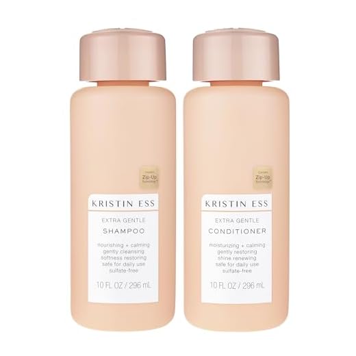 Kristin Ess Hair Extra Gentle Shampoo + Conditioner Bundle - Sensitive Skin + Scalp, Cleanses, Nourishing + Calming, Hydrating Conditioner, Vegan, Sulfate Free, Color Safe + Keratin Safe, 2 Piece Set