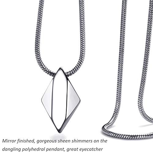 Moo&Lee Men's Tungsten Carbide Pendant Necklace Geometric Pendant With 22 Inches Stainless Steel Snake Chain #TOP1
