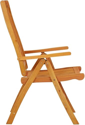 Miniatura 5 de vidaXL Juego de 2 sillas plegables para patio, construcción de madera de eucalipto maciza, respaldo reclinable de 5 posiciones, diseño que ahorra