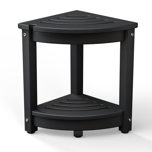 VINGLI Outdoor Side Table, HDPE Space-Saving Patio Side Table Corner