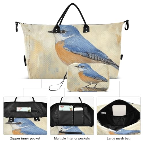 Bird Rock Vintage Duffle Bag for Travel, Gym Bag with Multiple Interior Pockets for Men Women Overnight Purse Included 20.5 x 1.9 x 13.8 In2