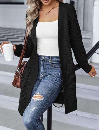 Image of Zeagoo Women's 2025 Fall Open Front Cardigan Long Batwing Sleeve Chunky Knit Sweater Loose Outerwear Coats with Pockets