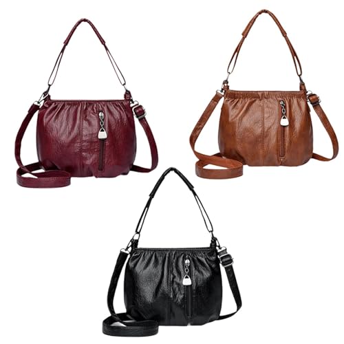 Image of CALANDIS Hobo Bag for Women PU Leather Casual Large Capacity Lightweight Shoulder Bag Brown | Womens Handbags & Bags
