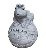 stoneandstyle Steinfigur Frosch auf Kugel Willkommen frostfest Steinguss