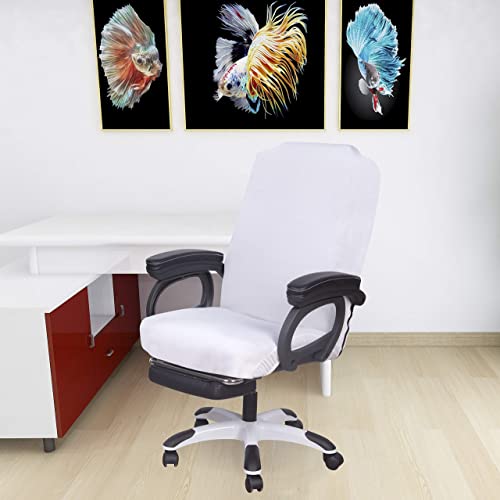 Image of SARAFLORA White Office Chair Covers Stretch Washable Computer Chair Slipcovers for Universal Rotating Boss Chair Large Size, Polyester; Spandex