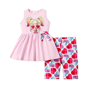 L.O.L. Surprise! Girls 2PCS A-Line Ruffle Sleeveless Bow Tie Dress Shorts Set Girls Holiday Outfits