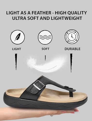 Image of HEALTH FIT Extra Soft Premium Classic Cushion Sliders /with Adjustable Buckle Strap & Light Weight Anti-SkidWaterproof Luxurious Slippers for Men's HF121