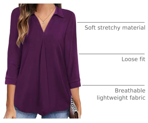 Image of Newchoice Womens 3 /4 Sleeve Shirts Business Casual Tops