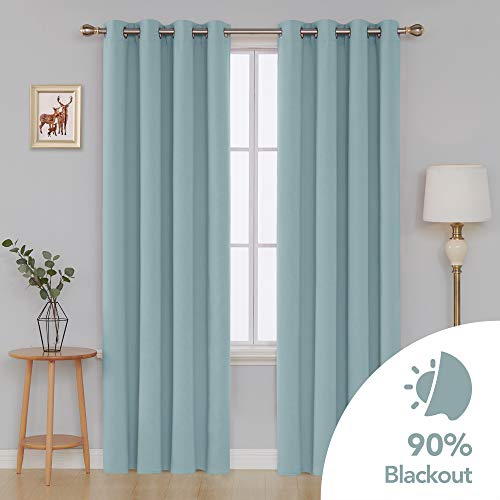 Image of Deconovo Blackout Curtain Room Darkening Panel for Bedroom or Living Room Grommet Thermal Insulated Lighting Reduce Drape 52 x 95 Inch Baby Blue 1 Panel