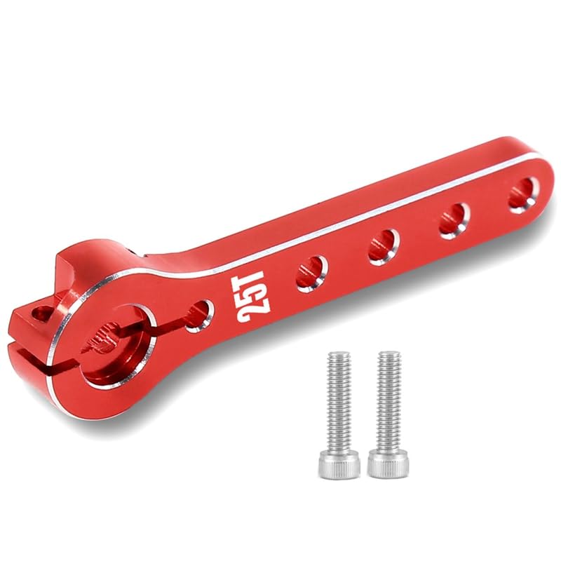 Metal 25T Steering Arm Servo Horn for 1/10 RC Crawler Axial Scx10 Trx4 TRX-6 Parts(Red)