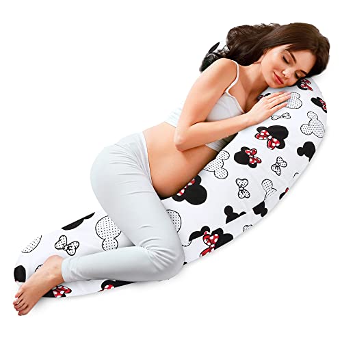 Totsy Baby Almohada para Dormir de Lado 165 x 70 cm - Algodón Almohada Larga para abrazar Almohada Cuerpo Entero Almohada piernas Dormir de Lado Ratón Cover