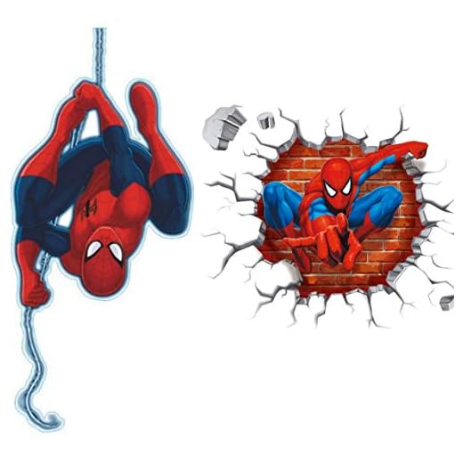 Kibi 2PCS Spiderman 3D Pegatinas Spiderman Pegatinas Decorativas Pared Spiderman Pegatinas de Pared de Spiderman Para Niños Decoración de la Pared Stickers Spiderman