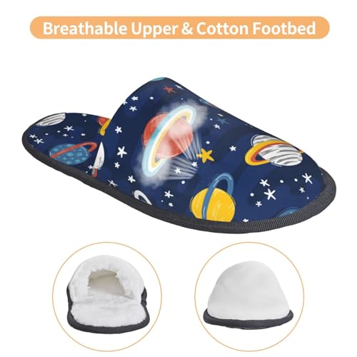 Planets And Stars Print House Slippers For Women And Men,Soft Slippers With Memory Foam,Non-Slip Indoor Home Shoes3