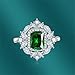 Hebelee Princess Cut CZ Wedding Engagement Ring for Women Big Crystal Cluster Adjustable Finger Band Rings Comfort Fit Fashion Art Deco Birthday Wedding Christmas Jewelry (Green)