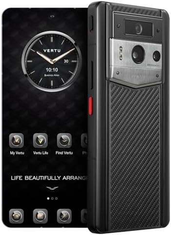 METAVERTU 2 Carbon Fiber 5G AI Phone, Unlocked Android Web 3.0 Smartphone, 3 Systems, 50MP Camera, 120Hz 1.5K 1260×2800 AMOLED Display, Dual SIM, 65W Fast Charge (Black(Silver Case), 512 GB)