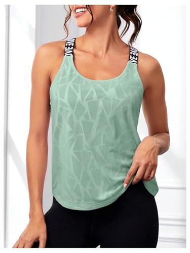 OYOANGLE Women's Letter Tape Criss Cross Cut Out Workout Tank Tops Gym Sleeveless Shirts Activewear4