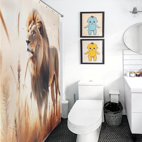 Rideau de douche lion 92x183 cm imperméable pour baignoire - 3