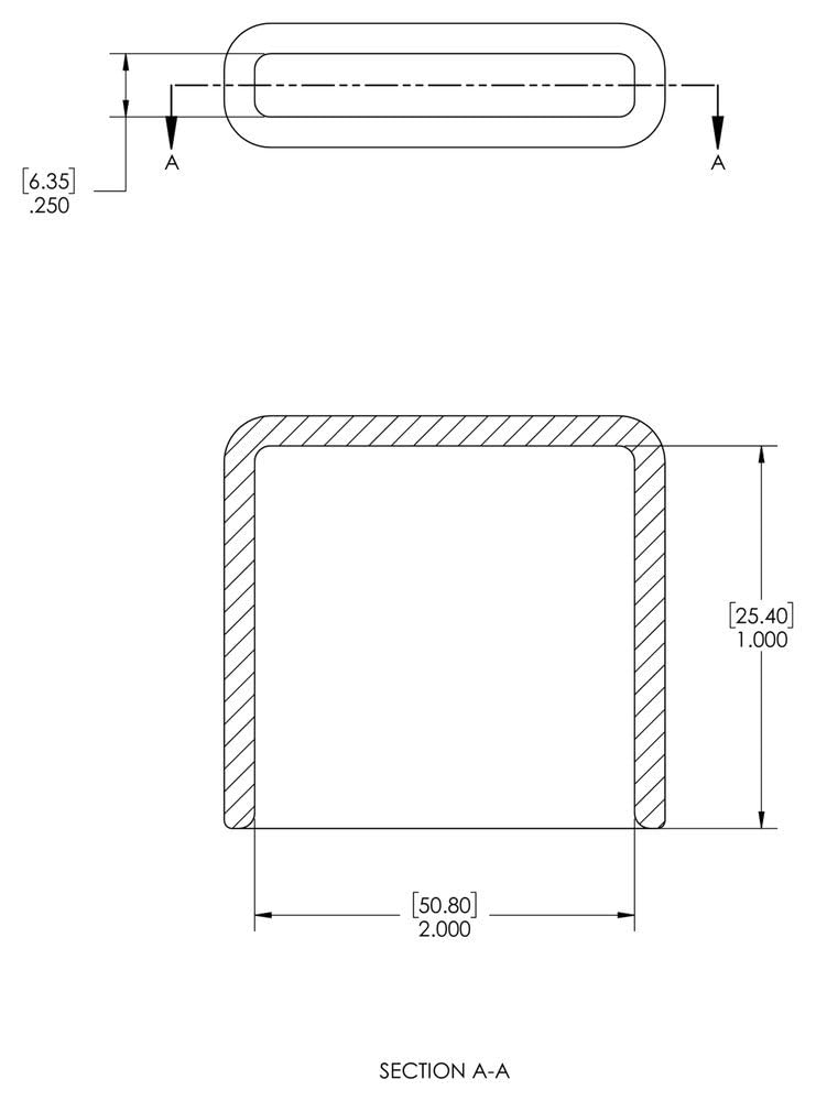 Caplugs VRF-250X2000-16 VRF Series – Vinyl Rectangular Finishing Cap with Flat End Grip, 36 Pack, Black Plastic, 1.000" L x 2.000" W Handle Grips, Paint Shields, End Caps, ESD Covers (99390541)