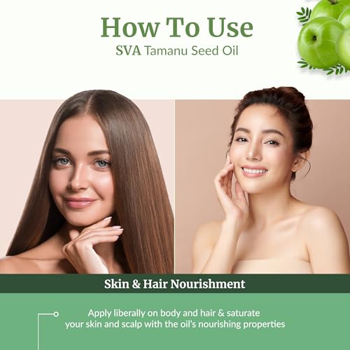 Image of SVA Organic Tamanu Seed Carrier Oil, Huge Glass Bottle, 32 Fl Oz (946 ml) | Tamanu Oil for Face Care, Skin Care, Facial Oil, Hair Care, Scalp Massage, Body Massage, Dilution & DIY Beauty Blends