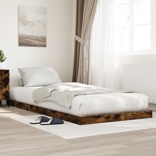 sephironlbb Marco de cama de roble ahumado de 90 x 190 cm, madera de madera, marco minimalista futón con somier de láminas, duradero para dormitorio