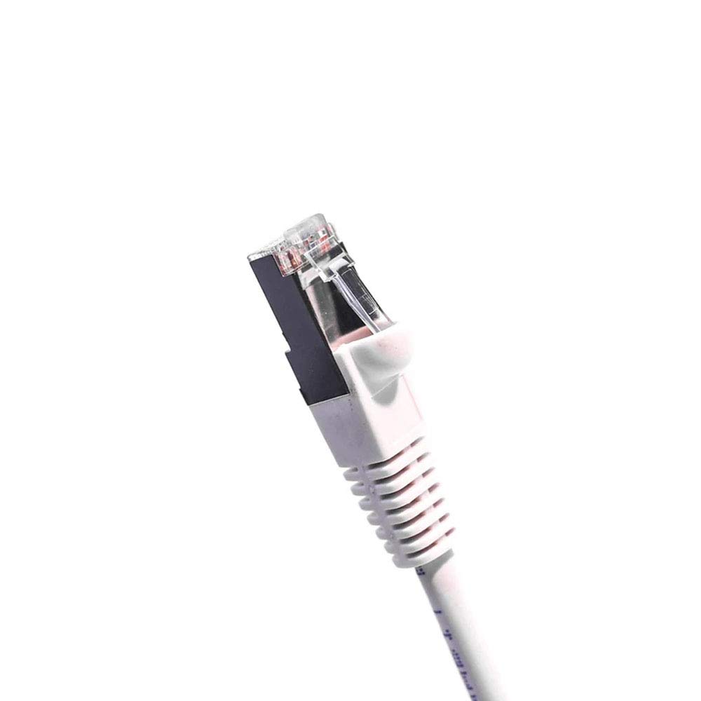Cat5E Shielded Ethernet Patch Cable White 0.5ft - Internet Cable Snagless Boot Network Wire - High Speed Ethernet Patch Cable 350MHz FTP Cord - 4 UTP 24AWG Stranded Pure Copper Wire