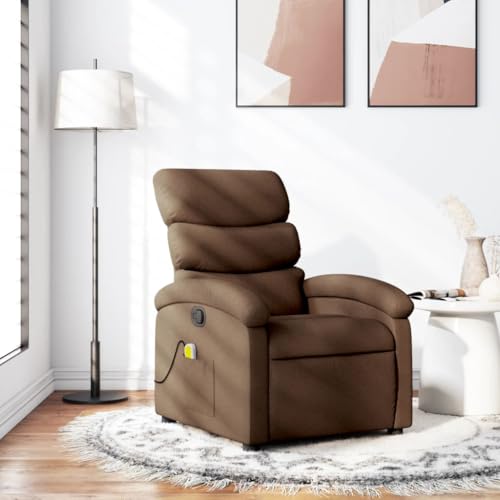 Brokky Sillón reclinable con Masaje Sillon Relax reclinable Sillon Masaje Lounge Chair Sillon Relax de Tela marrón