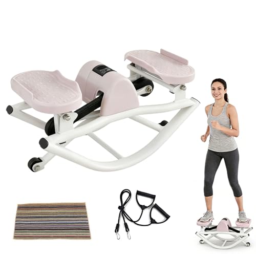 Rock Stepper Side to Side Portable Lateral Rocking Stepper with Digital Display and Non-Slip Mat Mini Steppers for Exercise at Home Pink
