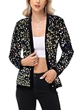 Anna-Kaci Women's Sparkly Sequin Cardigan Long Sleeve Open Front Glitter Party Sequin Blazer Jacket, Multicolor, X-Large