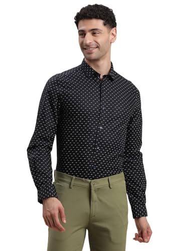 Chemise homme 100% coton imprimé bleu marine slim fit