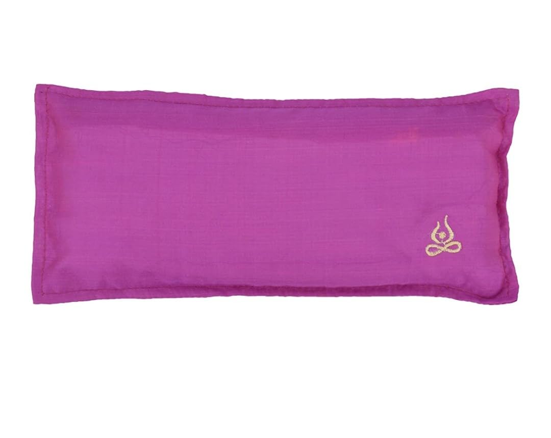 YOGASYA Organic Eye Pillow with Flaxseed | Anti-Stress Eye Mask for Relaxation, Yoga & Meditation | Washable Cotton Cover | Lightly Weighted Eye Pillow for Tension Relief & Calm (Magenta)-image-7