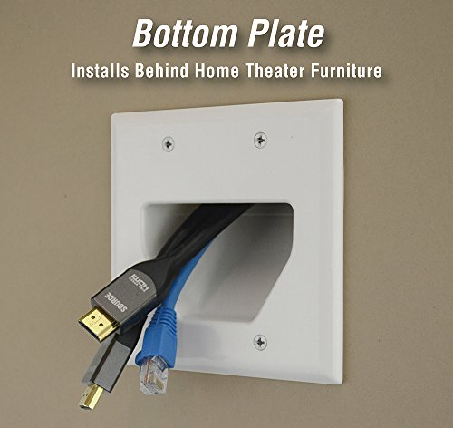 DATA COMM Electronics 50-3332-WH-KIT Flat Panel Cable Organizer Kit, Wall Plate Cable Pass Through, Conceals Low Voltage Wires Behind Mounted TV, Home Theater, Cord Hider Management, White - Thumbnail 3