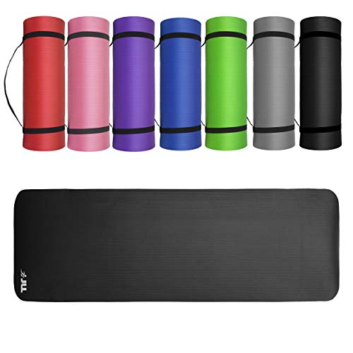 JLL Yoga Mat Extra Thick 15mm Non-Slip Pilates Workout (Black)