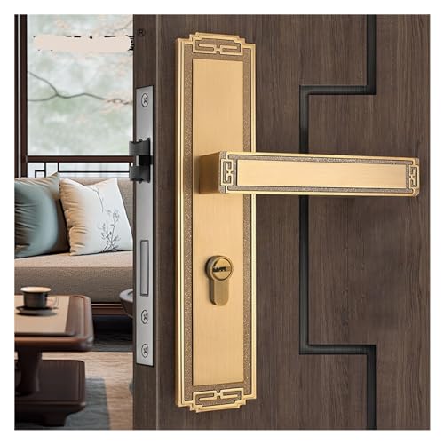 Serrure de porte magnétique silencieuse en bronze de style chinois
