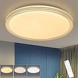 Homefire Deckenlampe LED Deckenleuchte Wohnzimmer - Ø40cm Wohnzimmerlampe Sternenhimmel Dimmbar mit Fernbedienung 44W Schlafzimmerlampe Kristall Schlafzimmer Deckenbeleuchtung Modern für Küche Flur