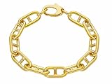 Pulsera de oro amarillo, 18 K, 750, malla de marina, argollas de tubo 17 x 8 mm, longitud 19 cm. Fabricado en Italia.